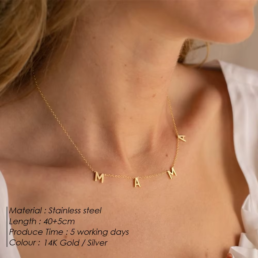 Customised Stainless Steel Name Necklace Custom Personalized Letter Choker Necklace Pendant